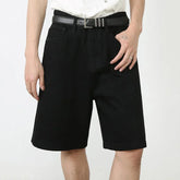 Black Wide Leg Loose Denim Jort
